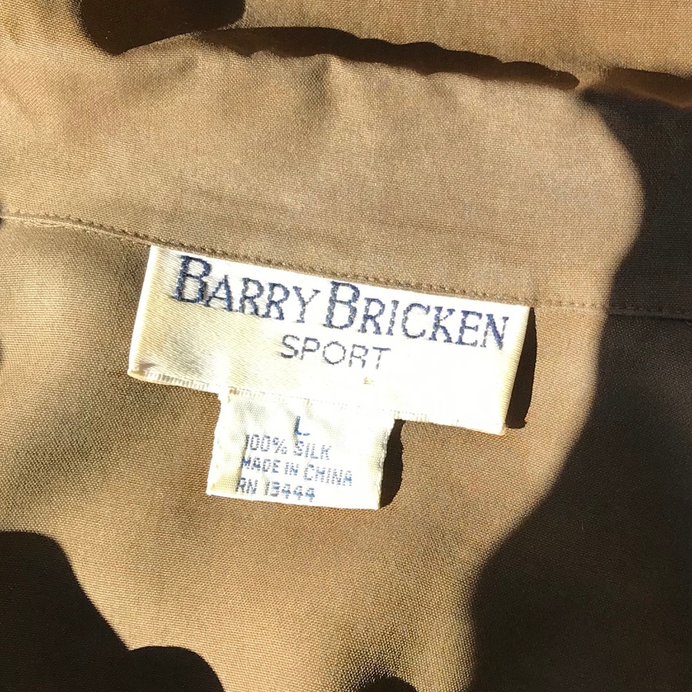 Barry Bricken olive oversized long sleeve silk camp shirt, L - Picture 2 of 5